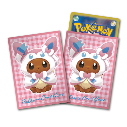 Japanese Pokemon Center Exclusive Eevee Wearing Poncho - Sylveon Sleeves - 64ct